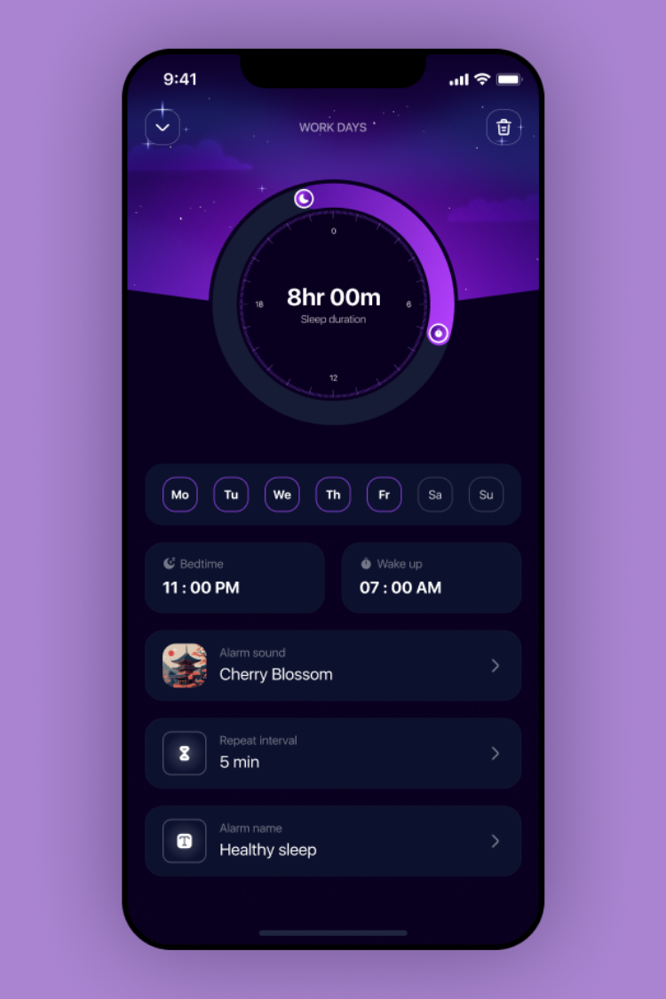 Settings with volume slider